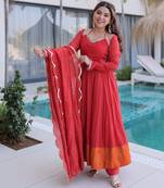 Red anarkali suit with dupatta