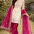 Cream kameez with rani pink palazzo embroidered suit