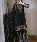 Black embroidered sharara suit