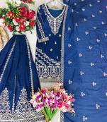 Royal blue embroidered sharara suit