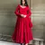 Women   s red anarkali gown with dupatta party wear ethnic dress