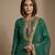 Green embroidered raw silk kurta set
