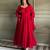 Women’s red anarkali gown with dupatta party wear ethnic dress
