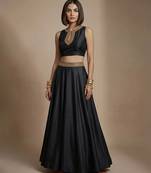 Black embroidered silk co ord set