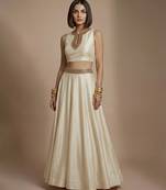 Ivory embroidered silk co ord set