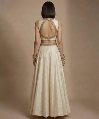 Ivory embroidered silk co ord set 2