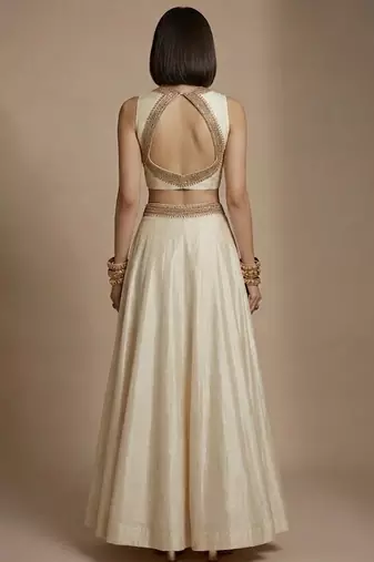Ivory embroidered silk co ord set