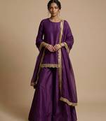 Purple embroidered silk sharara set