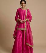 Pink embroidered silk sharara set