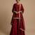 Red embroidered silk sharara set