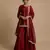 Red embroidered silk sharara set