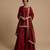 Red embroidered silk sharara set