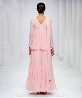 Baby pink embroidered georgette co ord set 2