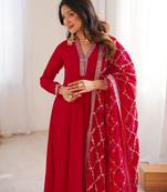 Women Designer Maroon Anarkali Kurta with Heavy Border Work