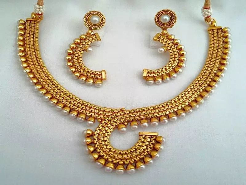Stunner.....Perfect Symphony in Gold & Pearls...Desinger Gold Necklace Set.