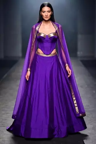 Purple Silk Corset Top Lehenga Set