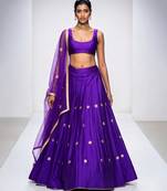 Purple Embroidered Silk Lehenga Set