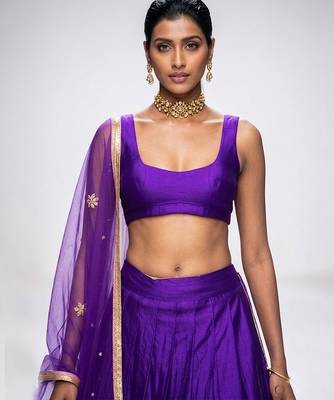 Purple Embroidered Silk Lehenga Set 2