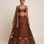 Brown Embroidered Silk Lehenga Set