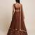 Brown Embroidered Silk Lehenga Set