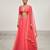 Coral Pink Embroidered Organza Lehenga Set