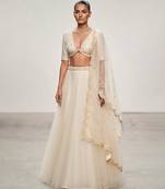Ivory Embroidered Organza Lehenga Set