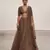 Chocolate Brown Embroidered Organza Lehenga Set