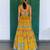 yellow printed linen lehenga set