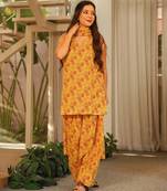Mudcambric cotton printed kurti set with salwar & dupatta