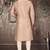 Light brown dupion art silk  kurta with pattern work and 8 button churidar