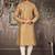 Beige dupion art silk  kurta with pattern work and 8 button churidar