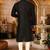 Black dupion art silk  kurta with pattern work and 8 button churidar