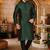 Bottle green dupion art silk  kurta with pattern work and 8 button churidar