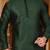 Bottle green dupion art silk  kurta with pattern work and 8 button churidar