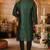 Bottle green dupion art silk  kurta with pattern work and 8 button churidar