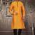 Mustard dupion art silk  kurta with pattern work and 8 button churidar