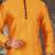 Mustard dupion art silk  kurta with pattern work and 8 button churidar