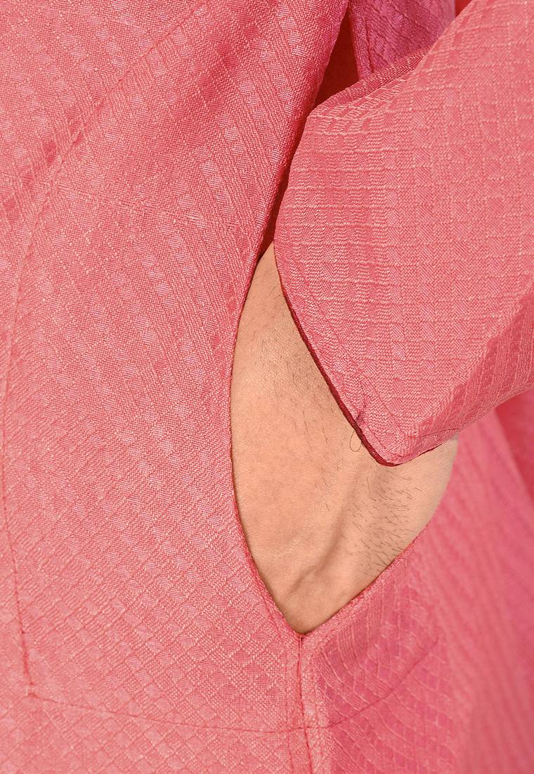 Peach dupion art silk  kurta with pattern work and dk work churidar