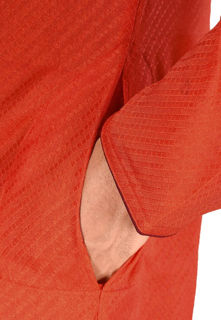 Orange dupion art silk  kurta with pattern work and dk work churidar