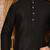Black dupion art silk  kurta with pattern work and fancy button churidar