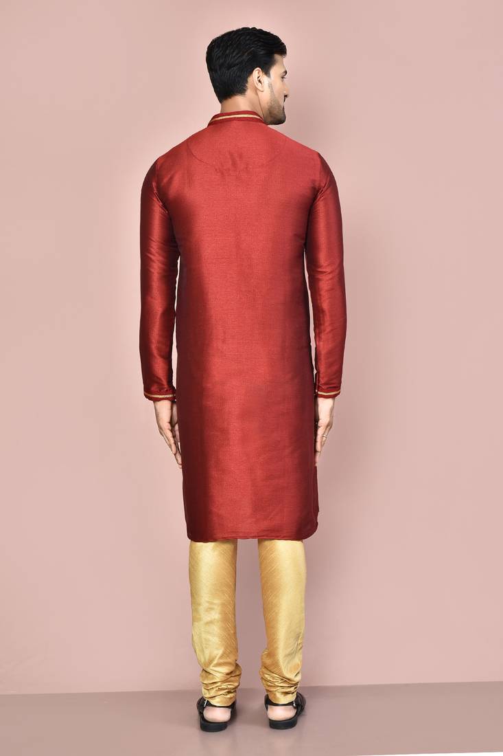 Mahroon mulbury  kurta with pattern work&hand work churidar