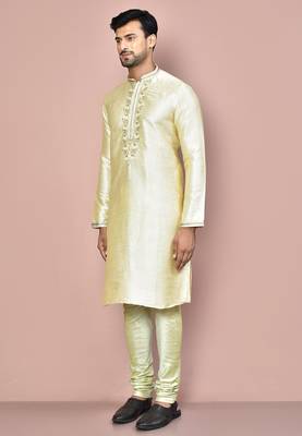 cream mulberry silk kurta with pattern work 2