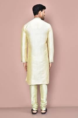 cream mulberry silk kurta with pattern work 4