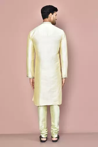 cream mulberry silk kurta with pattern work