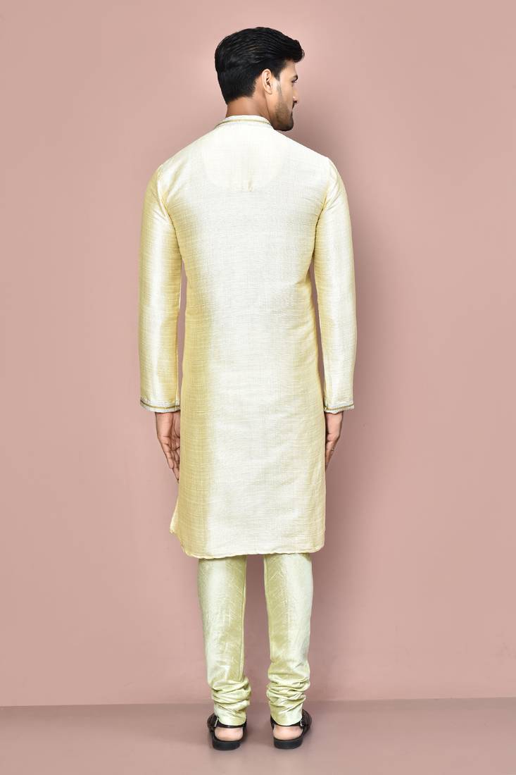 Cream mulbury  kurta with pattern work&hand work churidar