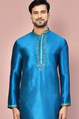 teal green mulberry silk kurta with white churidar set