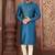 Teal blue mulbury  kurta with pattern work&hand work churidar