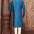 Teal blue mulbury  kurta with pattern work&hand work churidar