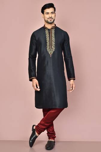 Black mulbury  kurta with pattern work&hand work churidar