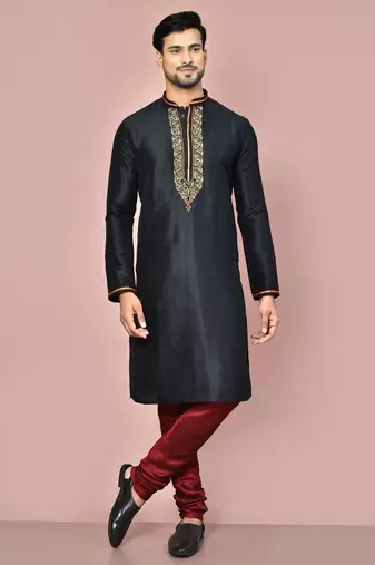 Black mulbury  kurta with pattern work&hand work churidar